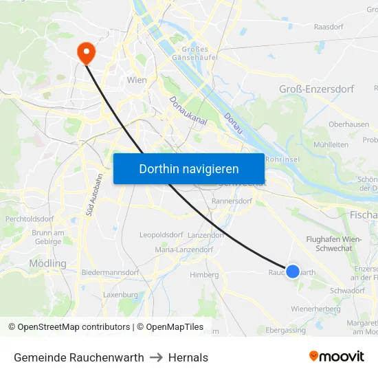 Gemeinde Rauchenwarth to Hernals map