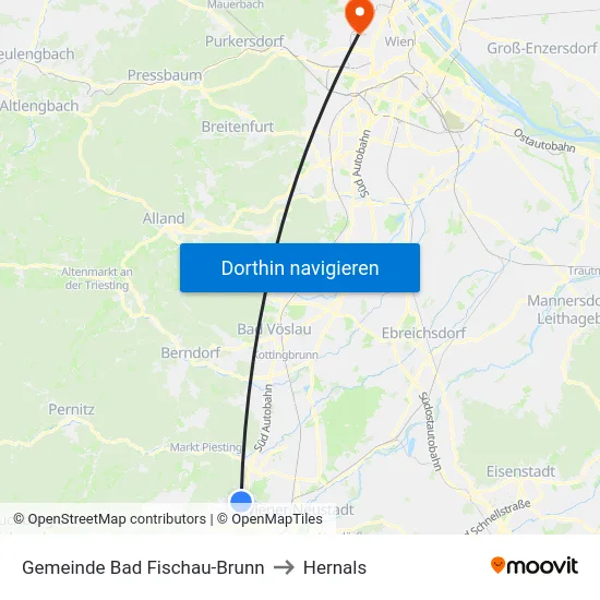 Gemeinde Bad Fischau-Brunn to Hernals map