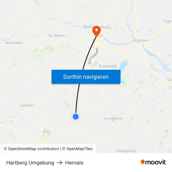 Hartberg Umgebung to Hernals map