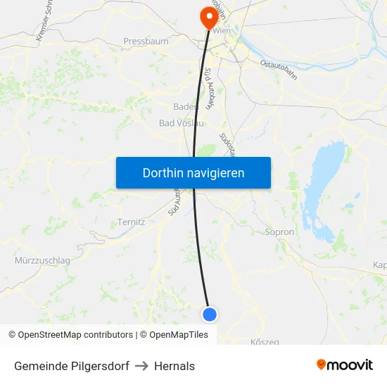 Gemeinde Pilgersdorf to Hernals map