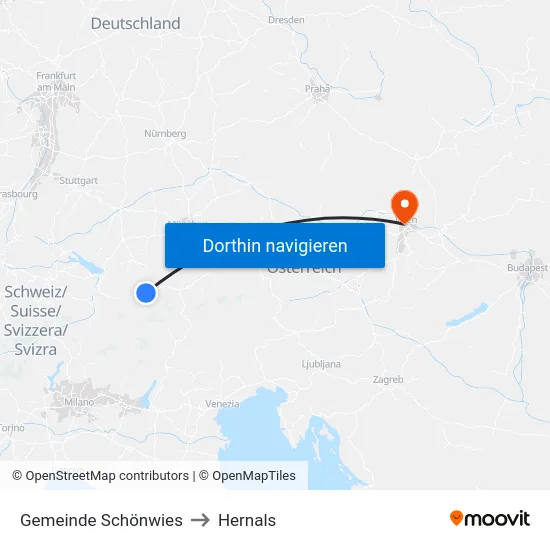 Gemeinde Schönwies to Hernals map