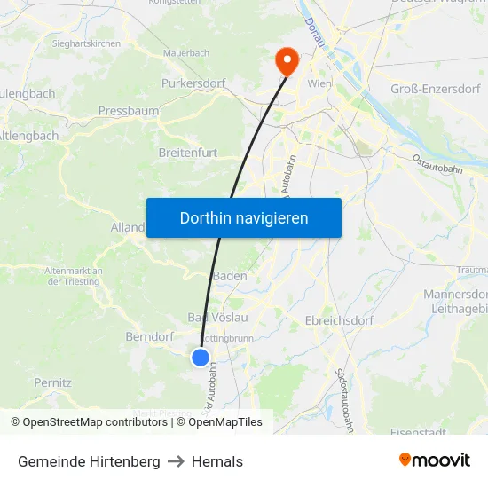 Gemeinde Hirtenberg to Hernals map