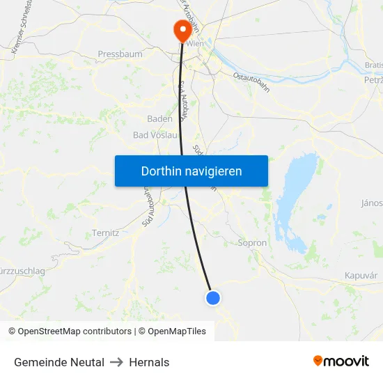Gemeinde Neutal to Hernals map