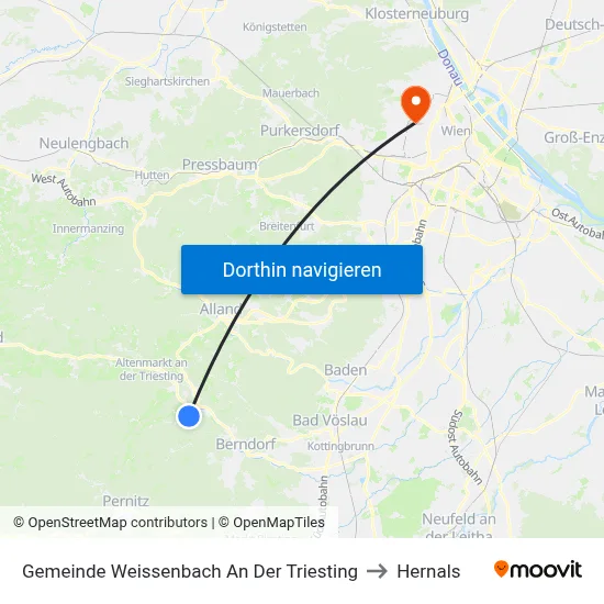 Gemeinde Weissenbach An Der Triesting to Hernals map
