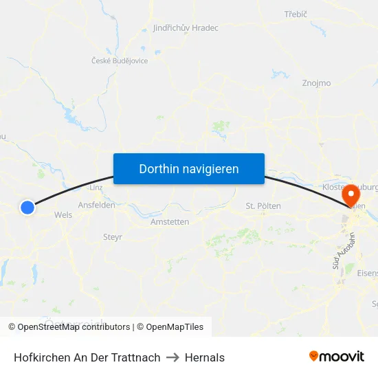 Hofkirchen An Der Trattnach to Hernals map