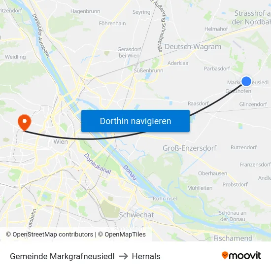 Gemeinde Markgrafneusiedl to Hernals map