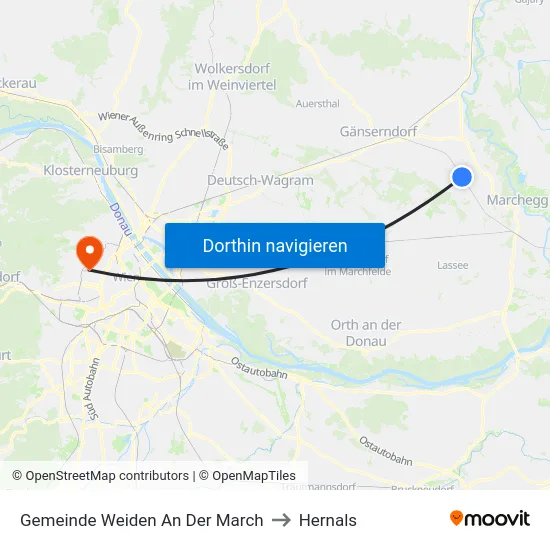 Gemeinde Weiden An Der March to Hernals map