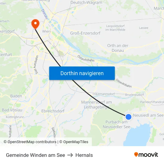 Gemeinde Winden am See to Hernals map