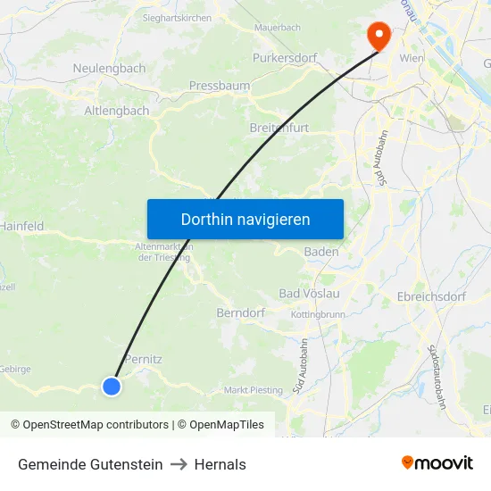 Gemeinde Gutenstein to Hernals map