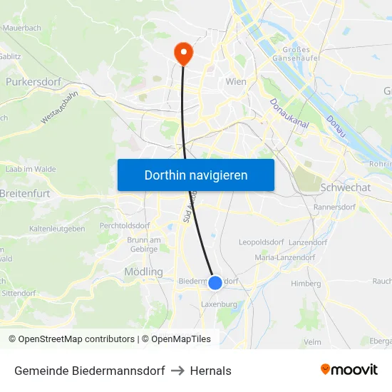 Gemeinde Biedermannsdorf to Hernals map