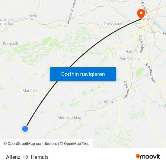 Aflenz to Hernals map