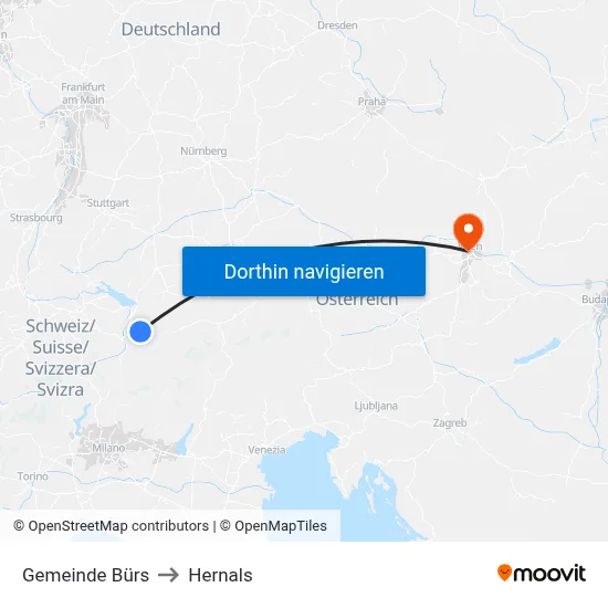 Gemeinde Bürs to Hernals map