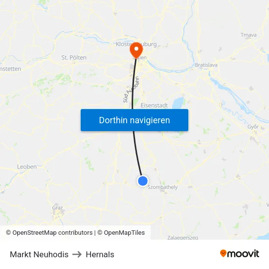 Markt Neuhodis to Hernals map