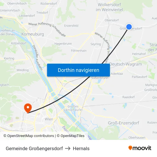 Gemeinde Großengersdorf to Hernals map