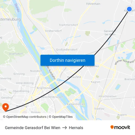 Gemeinde Gerasdorf Bei Wien to Hernals map