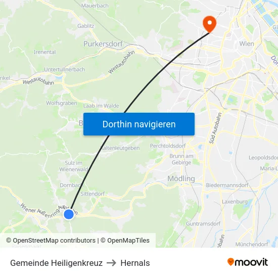 Gemeinde Heiligenkreuz to Hernals map