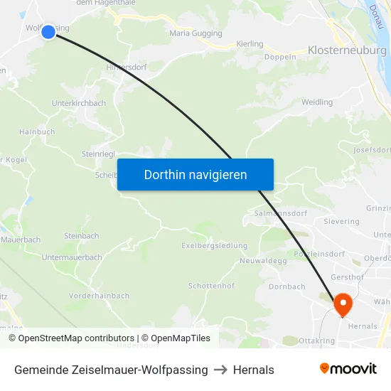 Gemeinde Zeiselmauer-Wolfpassing to Hernals map