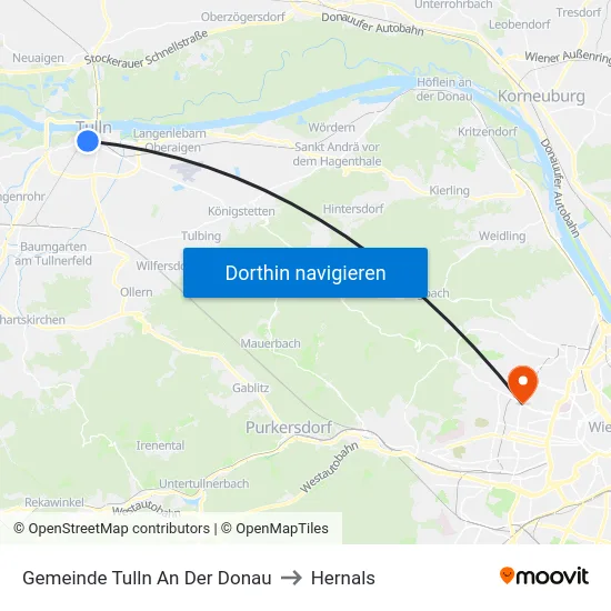 Gemeinde Tulln An Der Donau to Hernals map