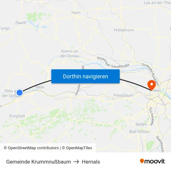 Gemeinde Krummnußbaum to Hernals map