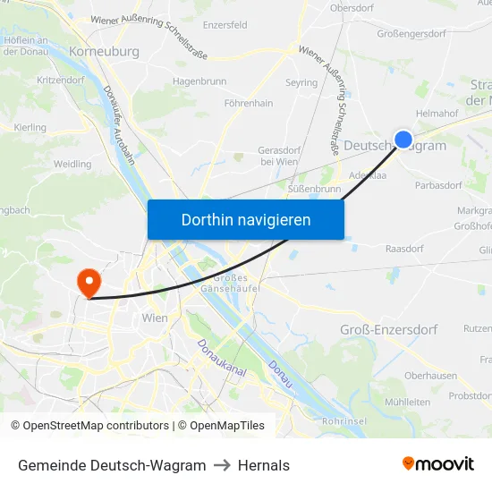 Gemeinde Deutsch-Wagram to Hernals map
