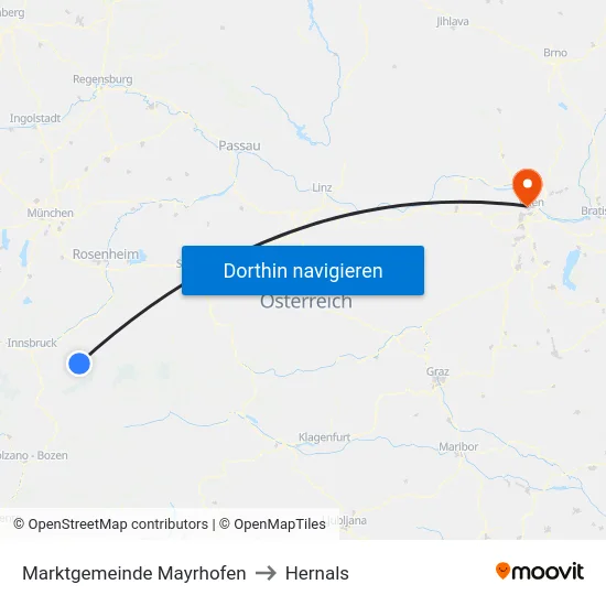 Marktgemeinde Mayrhofen to Hernals map