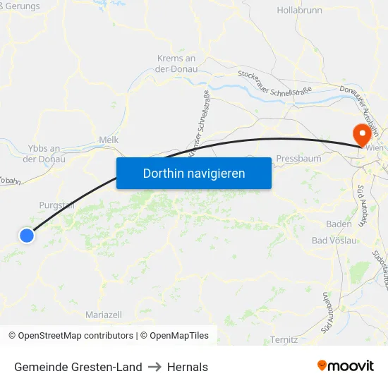 Gemeinde Gresten-Land to Hernals map