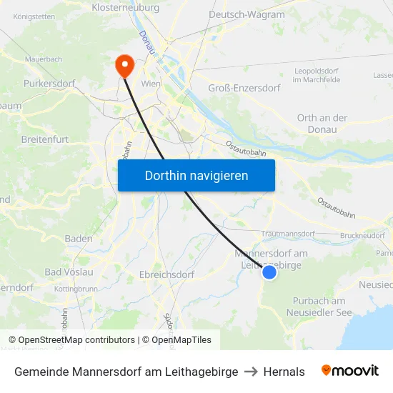 Gemeinde Mannersdorf am Leithagebirge to Hernals map