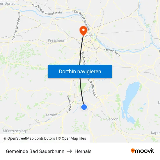 Gemeinde Bad Sauerbrunn to Hernals map