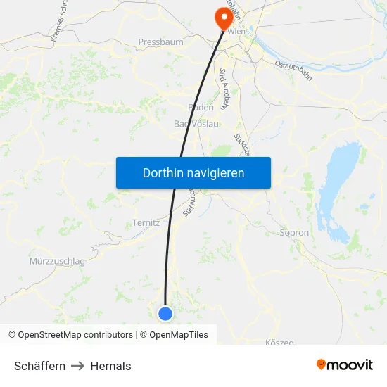 Schäffern to Hernals map
