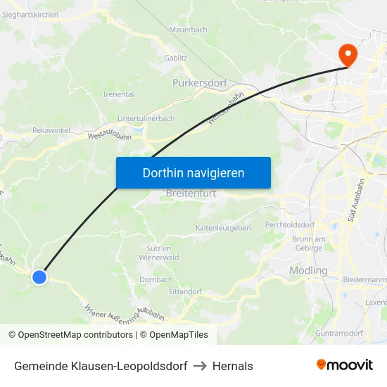 Gemeinde Klausen-Leopoldsdorf to Hernals map