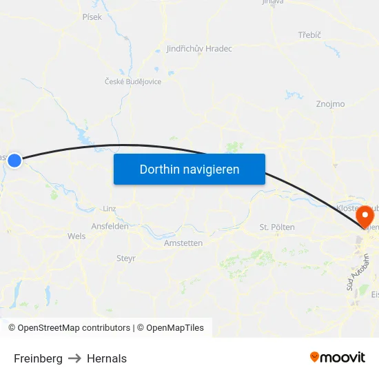 Freinberg to Hernals map