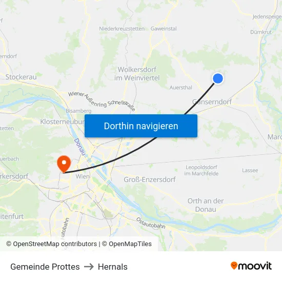 Gemeinde Prottes to Hernals map