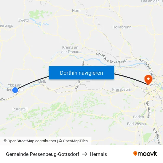 Gemeinde Persenbeug-Gottsdorf to Hernals map
