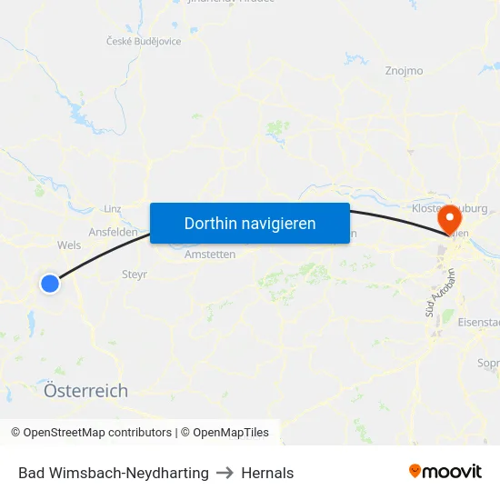 Bad Wimsbach-Neydharting to Hernals map
