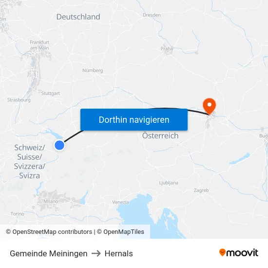 Gemeinde Meiningen to Hernals map