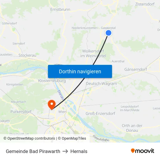 Gemeinde Bad Pirawarth to Hernals map