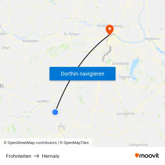 Frohnleiten to Hernals map
