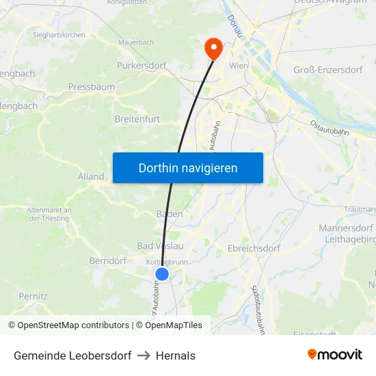 Gemeinde Leobersdorf to Hernals map