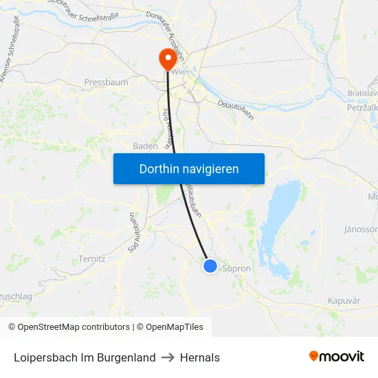 Loipersbach Im Burgenland to Hernals map