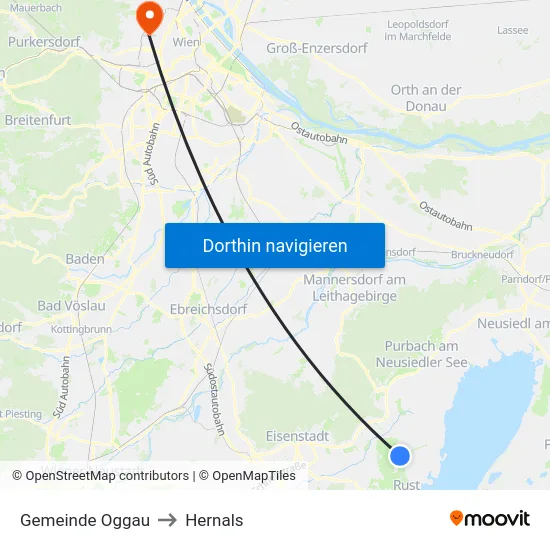 Gemeinde Oggau to Hernals map