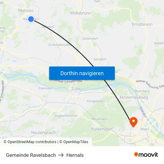 Gemeinde Ravelsbach to Hernals map