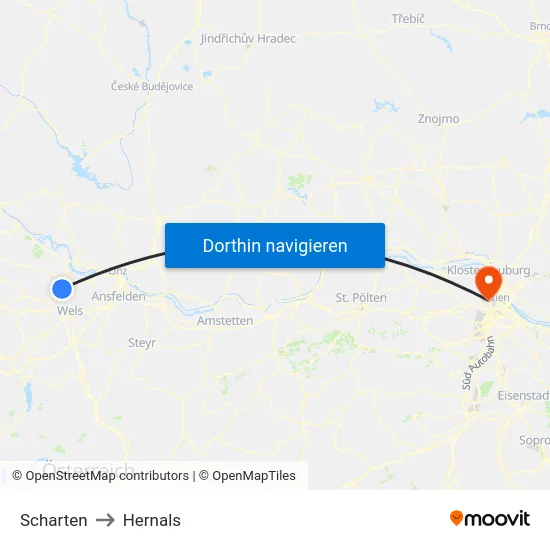 Scharten to Hernals map