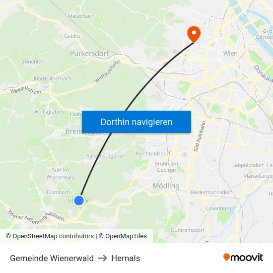 Gemeinde Wienerwald to Hernals map