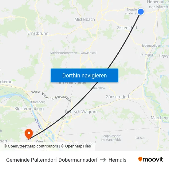 Gemeinde Palterndorf-Dobermannsdorf to Hernals map