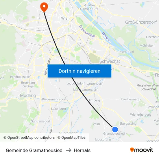 Gemeinde Gramatneusiedl to Hernals map
