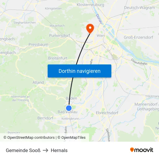 Gemeinde Sooß to Hernals map