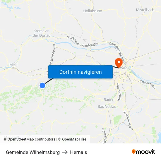 Gemeinde Wilhelmsburg to Hernals map