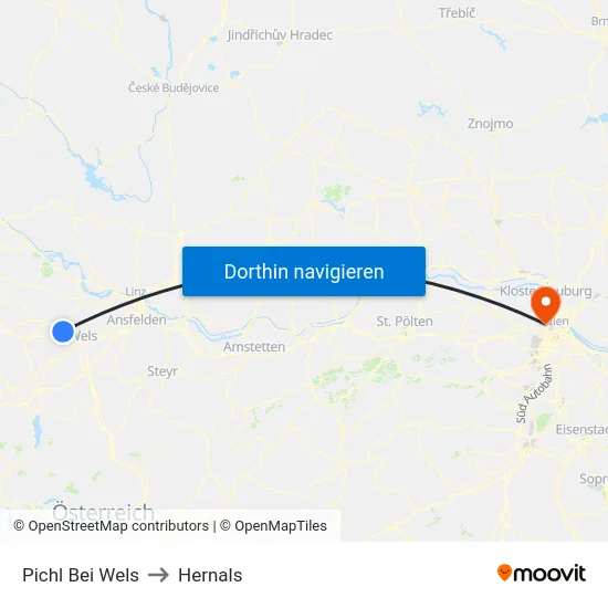 Pichl Bei Wels to Hernals map
