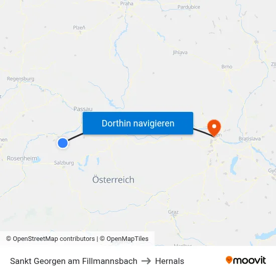 Sankt Georgen am Fillmannsbach to Hernals map