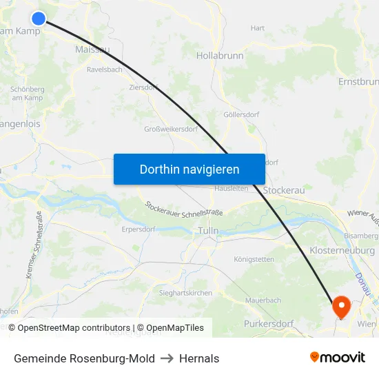 Gemeinde Rosenburg-Mold to Hernals map